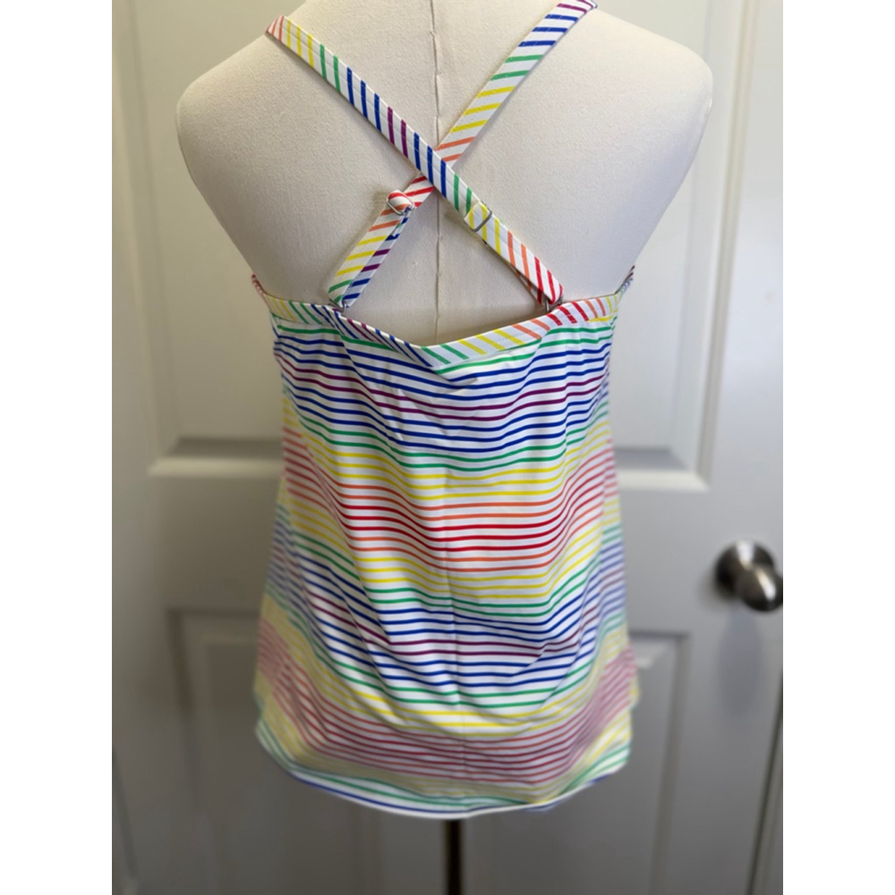 🌈 Women’s Rainbow Stripe Tie-Front Tankini Top – NWT - Lands’ End - Size 12🌈 - Picture 5 of 9
